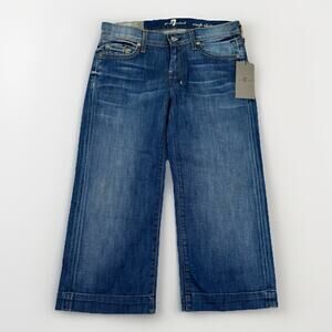 NWT 7 For All Mankind Denim Jeans Dojo Crop Women's Size 27 Blue Made In USA